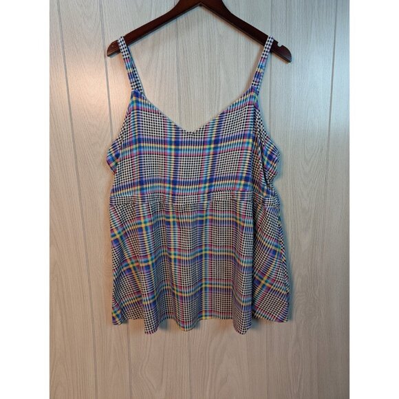 torrid Tops - Torrid Babydoll Challis Plaid Tank Top Size 3 3X V-neck Multicolor Super Soft